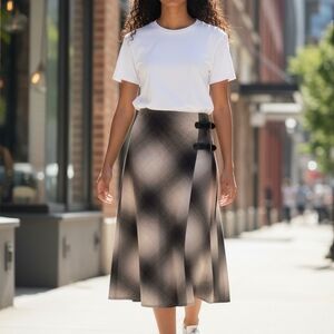 Jessica Chic Black and White Plaid A-Line Skirt 6942